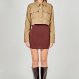 Faux Suede Cropped Pocketed Jacket