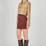 Faux Suede Cropped Pocketed Jacket