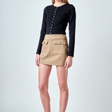 Faux Suede Pocketed Mini Skirt