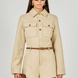 Faux Suede Long Sleeve Romper