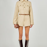 Faux Suede Long Sleeve Romper