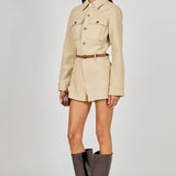 Faux Suede Long Sleeve Romper