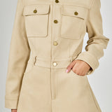 Faux Suede Long Sleeve Romper