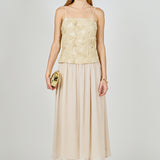 Mixed Media Sheer Midi Dress