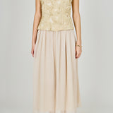 Mixed Media Sheer Midi Dress
