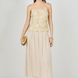 Mixed Media Sheer Midi Dress