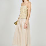 Mixed Media Sheer Midi Dress