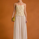 Mixed Media Sheer Midi Dress