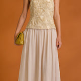 Mixed Media Sheer Midi Dress