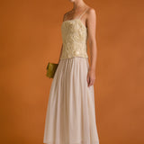 Mixed Media Sheer Midi Dress