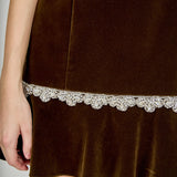 Jewel Trim Velvet Mini Dress