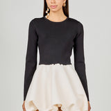 Long Sleeve Open Back Knit Mini Dress