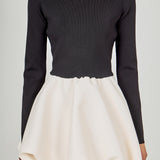 Long Sleeve Open Back Knit Mini Dress