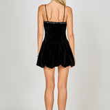 Jewel Trim Velvet Mini Bubble Dress
