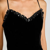 Jewel Trim Velvet Mini Bubble Dress