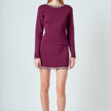 Knit Scallop Mini Skirt