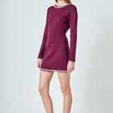Knit Scallop Mini Skirt