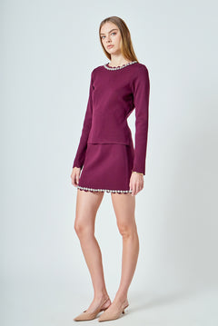 Knit Scallop Mini Skirt