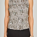 Flower Applique sequins Top