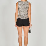 Flower Applique sequins Top