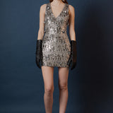 Floral Applique sequins Mini Dress