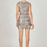 Floral Applique sequins Mini Dress