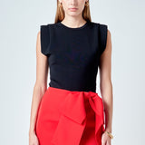 Knit Pleated Shoulder Top