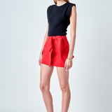 Knit Pleated Shoulder Top