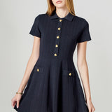 Jewel Buttoned Knit Mini Dress