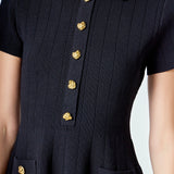 Jewel Buttoned Knit Mini Dress