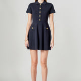 Jewel Buttoned Knit Mini Dress