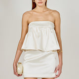 Strapless Satin Mini Dress