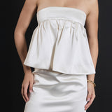 Strapless Satin Mini Dress