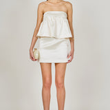 Strapless Satin Mini Dress