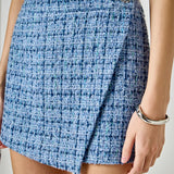 Tweed Front Flap Wrap Skirt