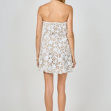 Floral Applique Sequins Lace Strapless Mini Dress