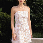 ivory strapless mini dress Glamorous Ivory Beaded Strapless Mini Sheath Wedding Dress with Choker SW187