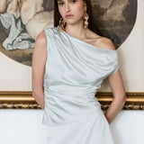 Asymmetrical Off-The-Shoulder Satin Top