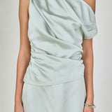 Asymmetrical Off-The-Shoulder Satin Top