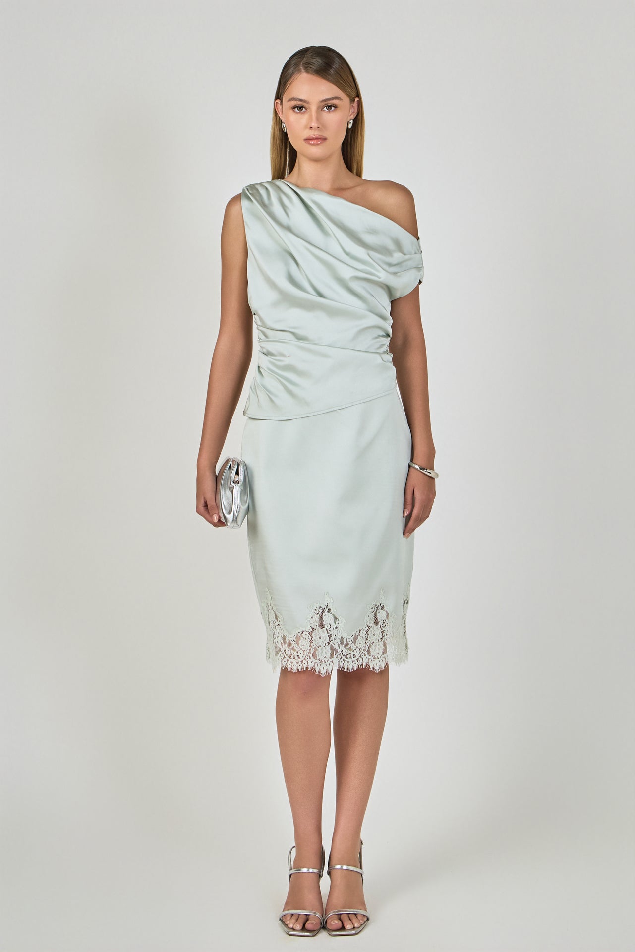 endless rose asymmetrical satin halter dress Halter Neck Asymmetric Satin Dress – Endless Rose main image 0