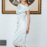 Asymmetrical Off-The-Shoulder Satin Top