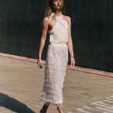 Sequin Fringe Midi Skirt