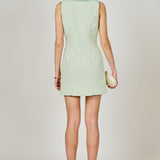 Tweed Racerback Floral Trim Mini Dress
