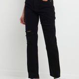 Distressed Straight Leg Jeans