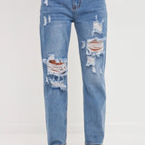 Distressed Straight Leg Jeans