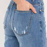 Distressed Straight Leg Jeans