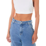 Elastic Band Open Back Crop Top