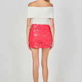 Floral Applique Sequins Lace Mini Skirt
