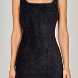 Chain Trimmed Square Neckline Mini Dress
