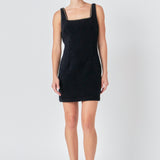 Chain Trimmed Square Neckline Mini Dress - Final sale